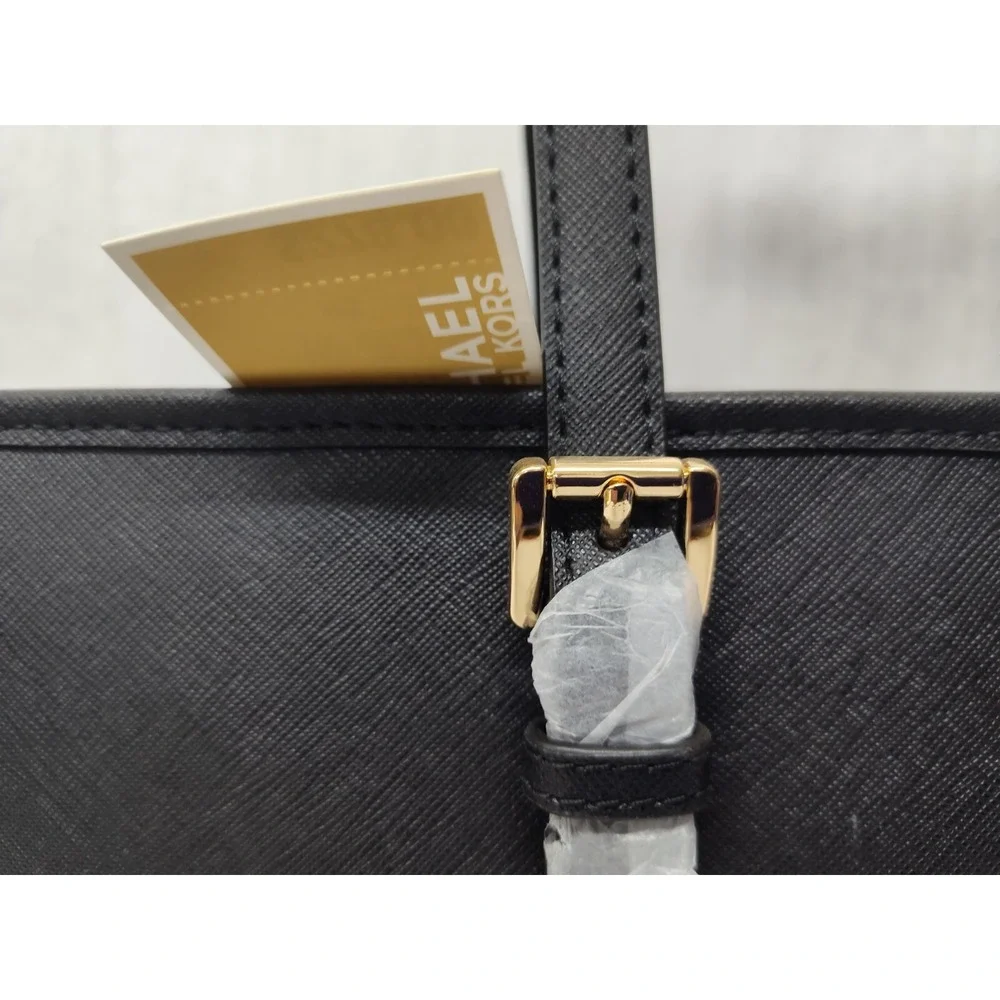 Michael Kors Jet Set Travel Women's Top Zip Black Leather Tote Bag 38F7GTVT3L - Picture 5 of 8